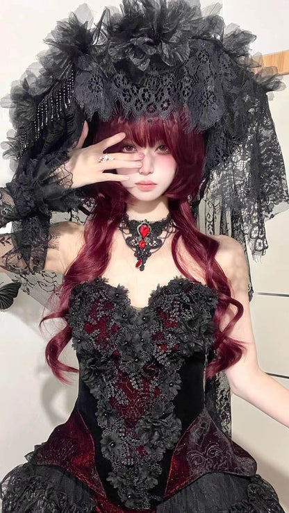 Strawberry Tart Anime Vibe Long Curly Wig model  