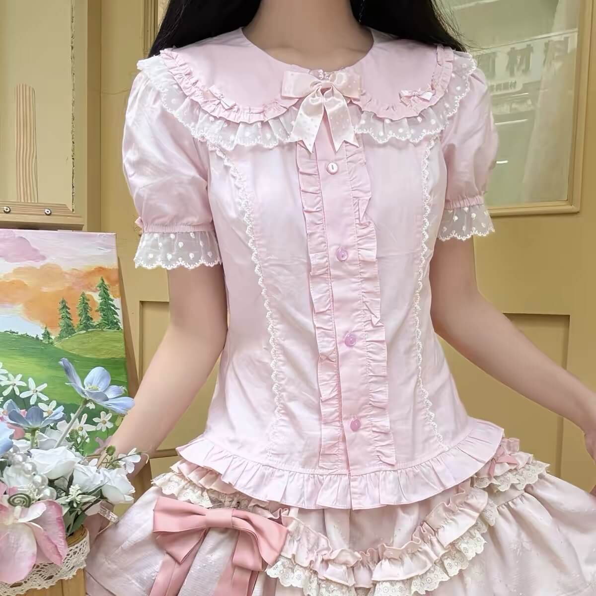 Sweet Doll Collar Short Sleeve Lolita Blouse| In Stock BY1101