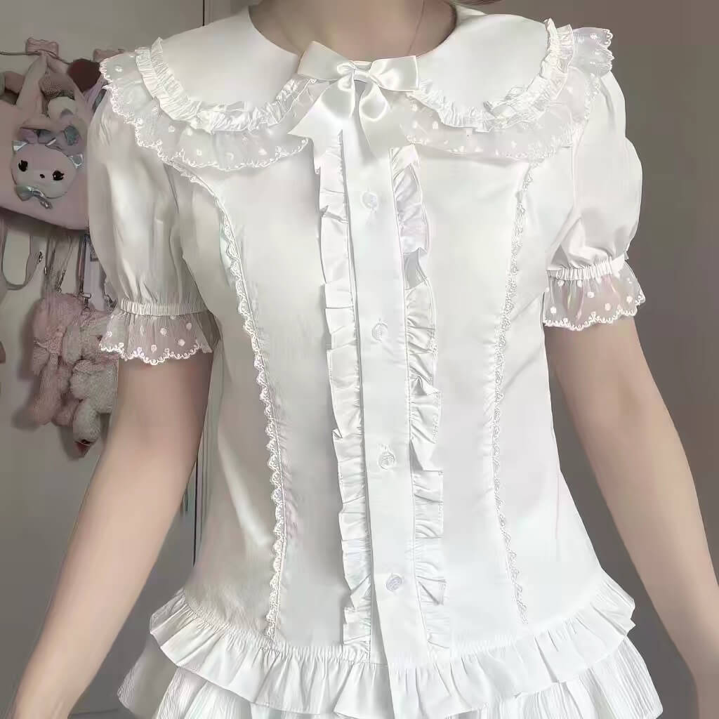 Sweet Doll Collar Short Sleeve Lolita Blouse| In Stock BY1101