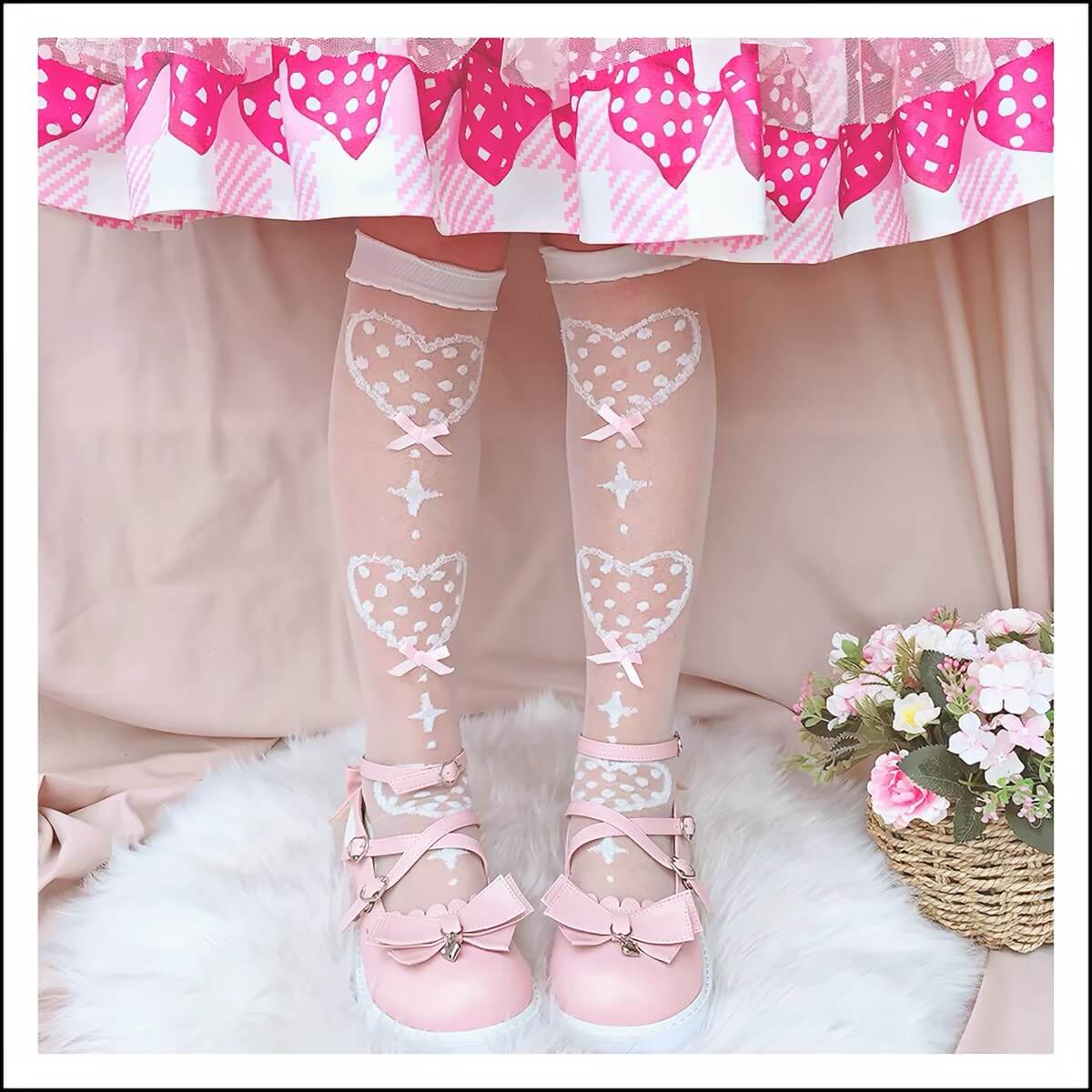Sweet Heartbeat Lolita Thigh High Socks BY1166