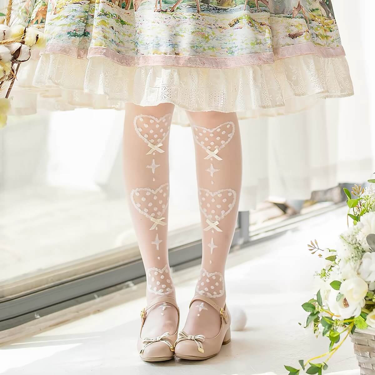 Sweet Heartbeat Lolita Thigh High Socks BY1166