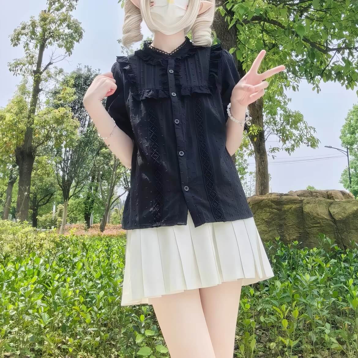 3 Colors Sweet Stand Collar Lolita Blouse BY9555