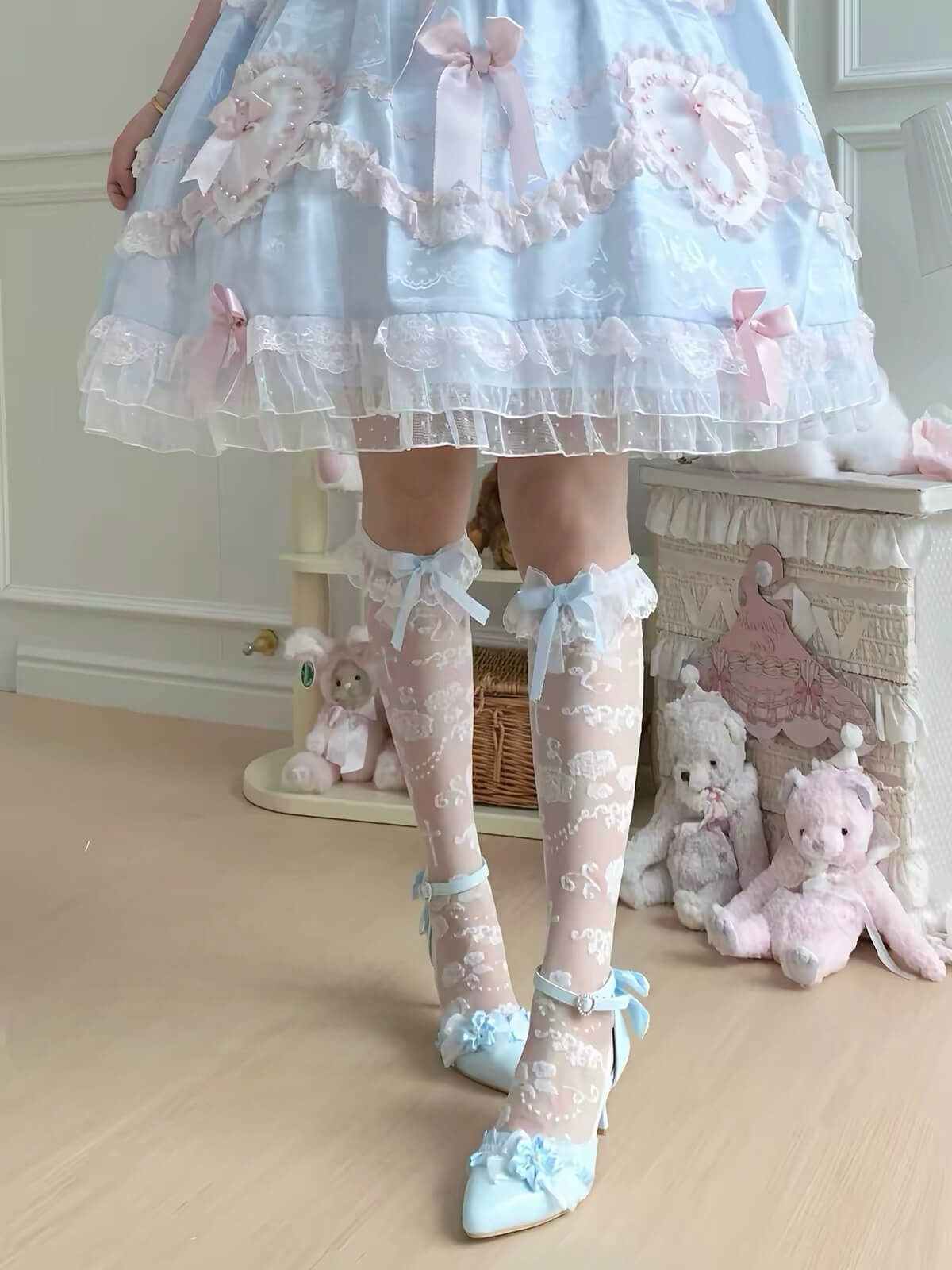 Twisted Rose Lolita Mid-Calf Kawaii Lolita Socks BY1122