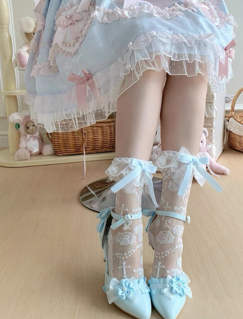 Twisted Rose Lolita Mid-Calf Kawaii Lolita Socks BY1122