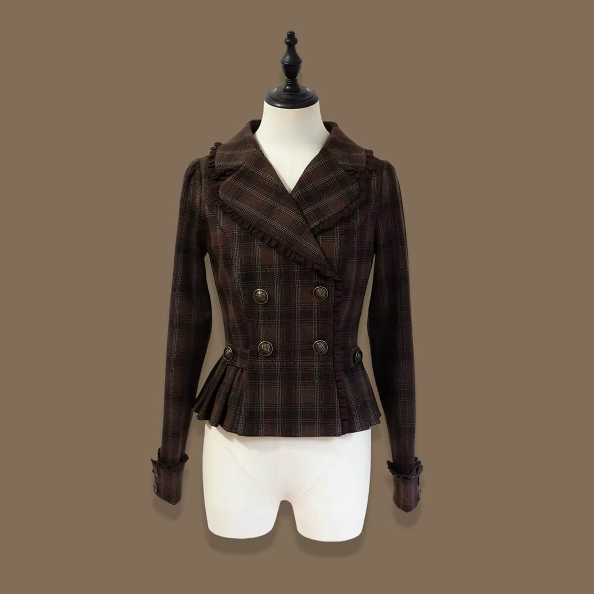 Vintage Chocolate Plaid Bustier Lolita Dress Set BY1180