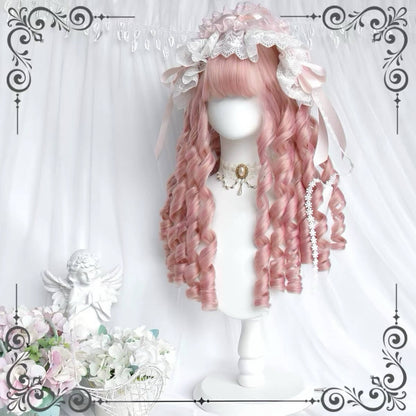 Vintage Palace Doll Platinum Roman Curls Lolita Wig pink