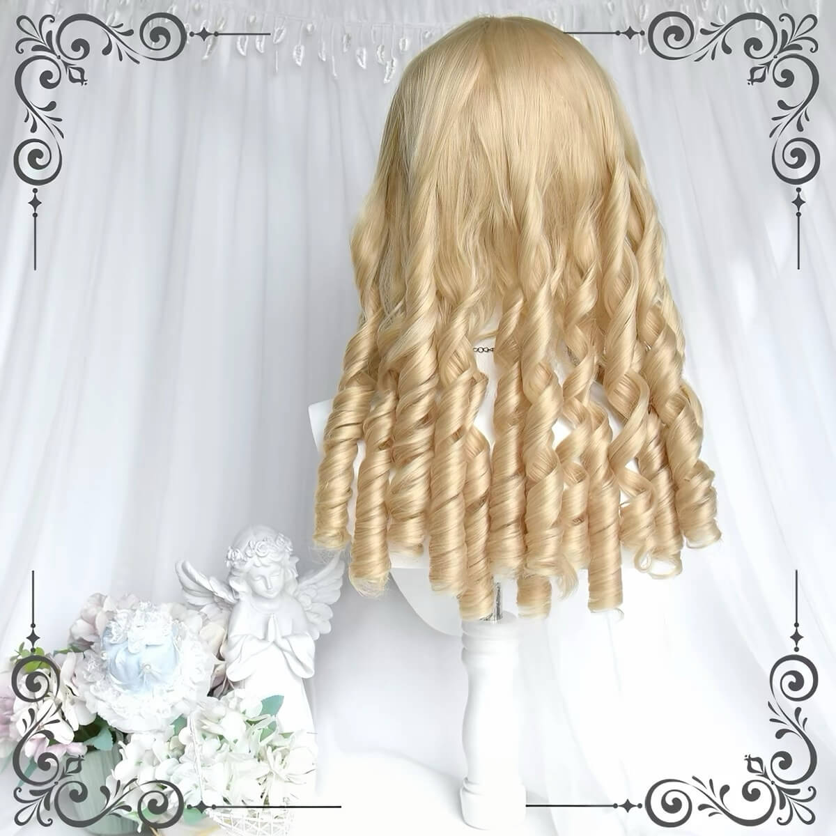 Vintage Palace Doll Platinum Roman Curls Lolita Wig platinum back