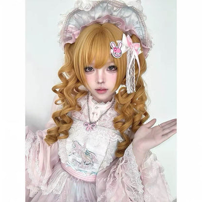 Wheat Doll Vintage Double Claw Clip Twin Pigtails Lolita Wig BY3388