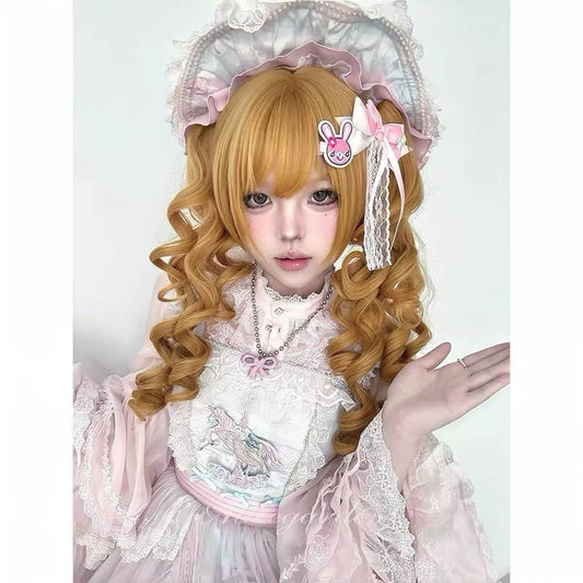 Wheat Doll Vintage Double Claw Clip Twin Pigtails Lolita Wig BY3388