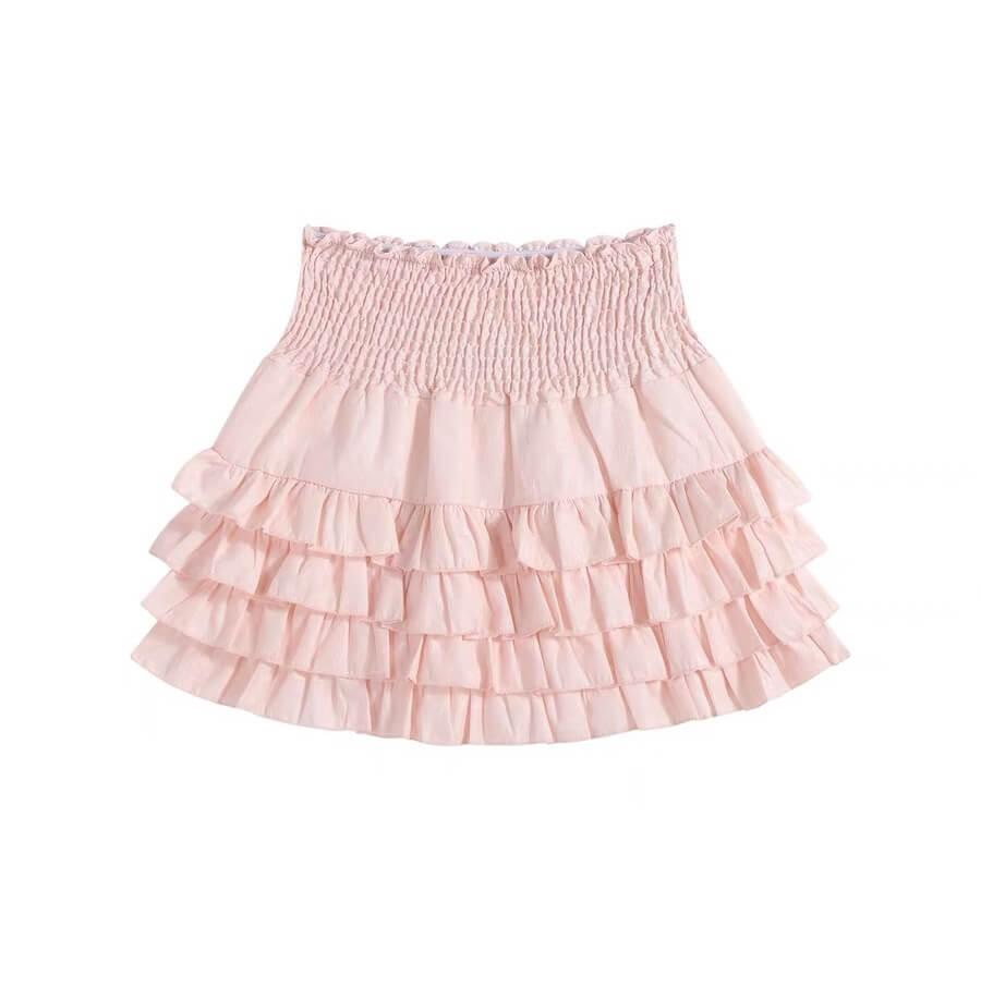 Pink lace ballet girl sweet high waisted puffy cake skirt BY9133