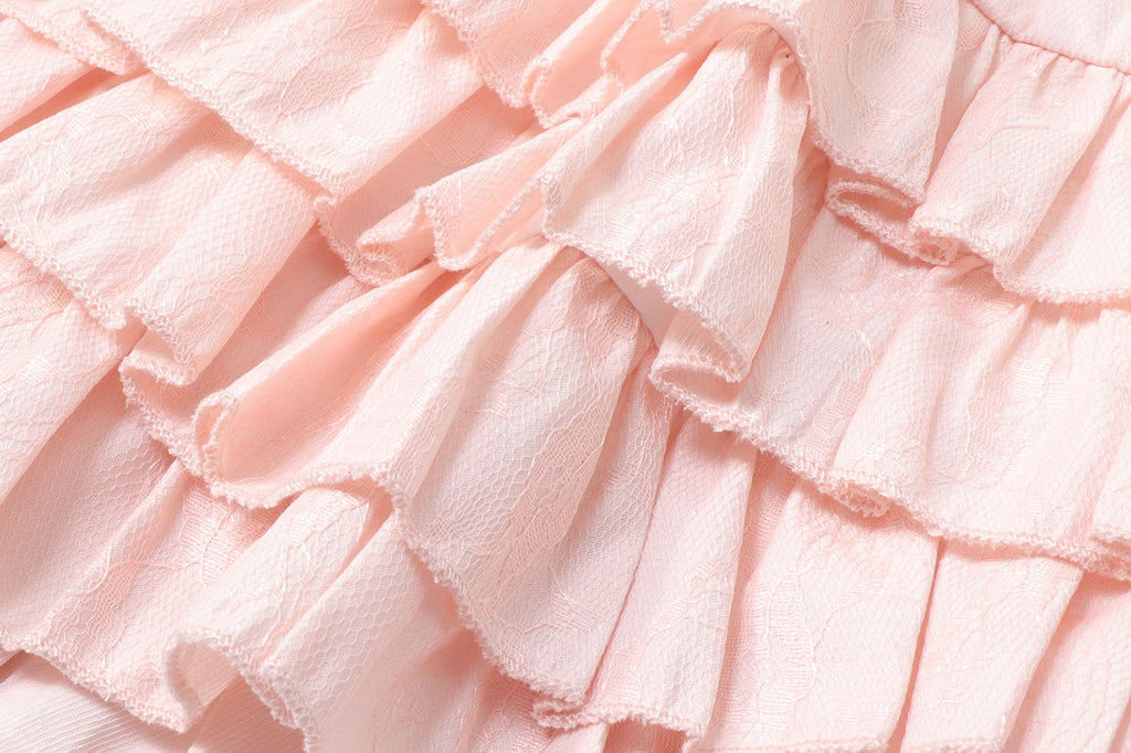 Pink lace ballet girl sweet high waisted puffy cake skirt BY9133
