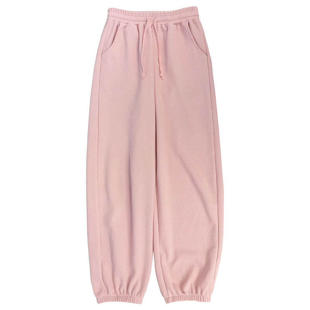 Waffle Sports Girls' Pink Feet Loose Straight Guards Pants BY9092