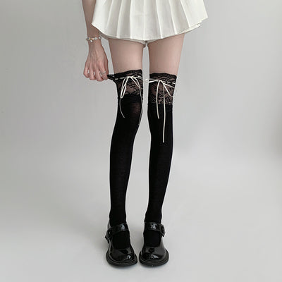 Lolita lace ribbon high tube socks BY11132