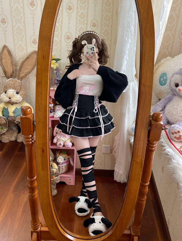 Japanese Cute High Waist Slim Puffy Skirt Cake Skirt Autumn BY9152