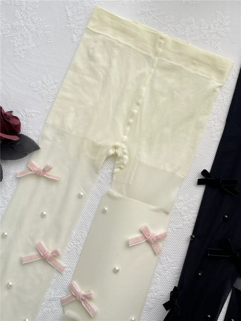 Ins white silk ribbon jk pantyhose socks BY11170