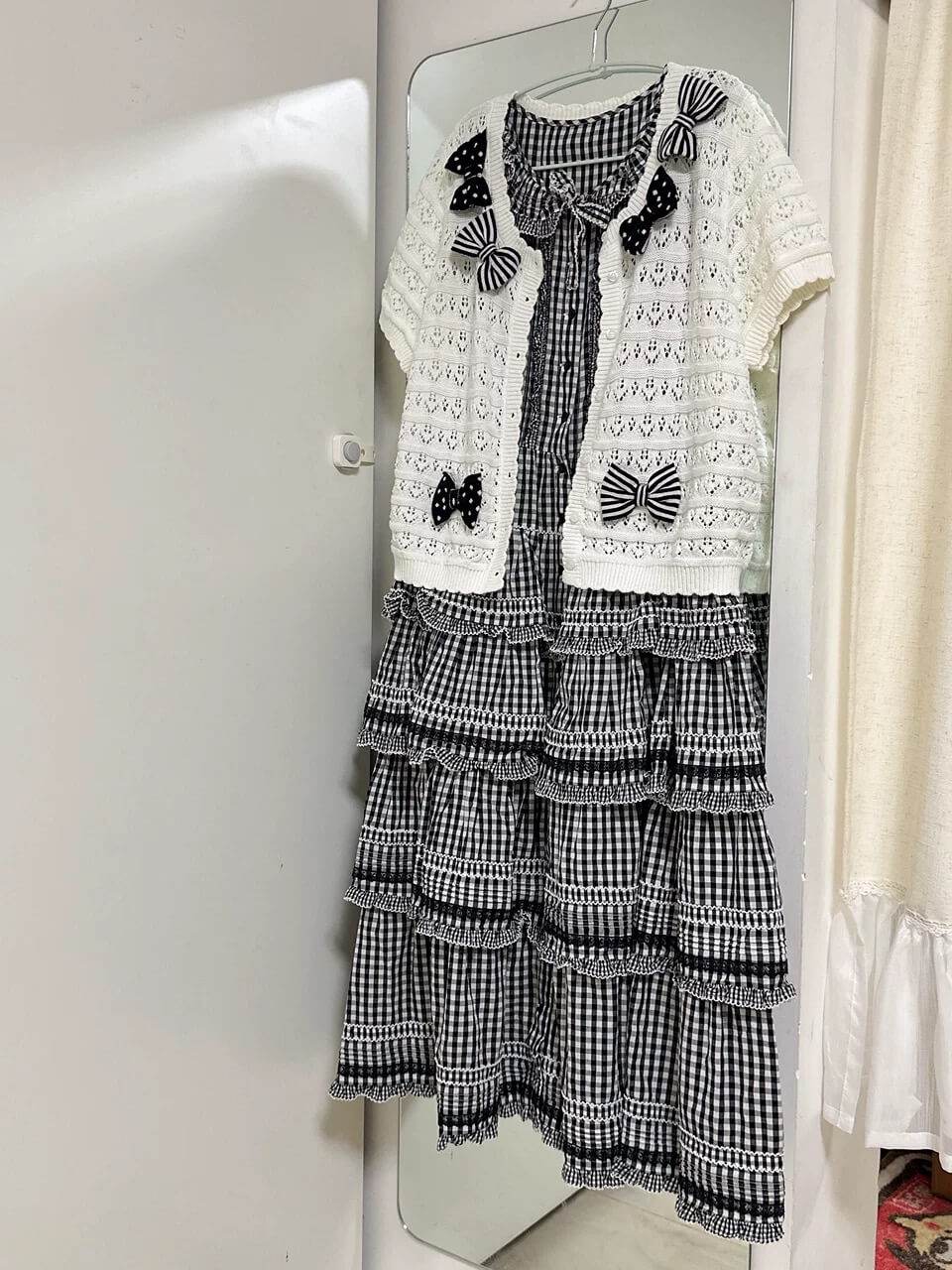 Cute Lolita Bow Decor Polka Dot Versatile Cardigan 9255