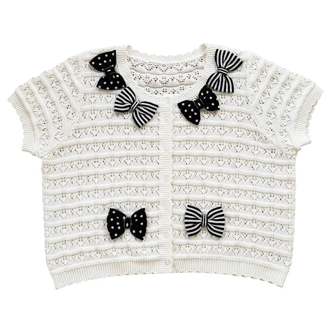 Cute Lolita Bow Decor Polka Dot Versatile Cardigan 9255