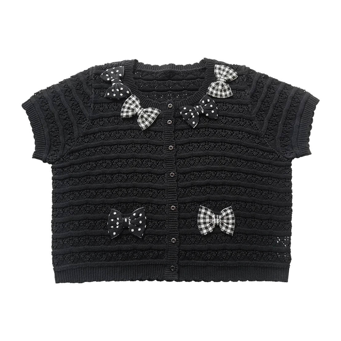 Cute Lolita Bow Decor Polka Dot Versatile Cardigan 9255