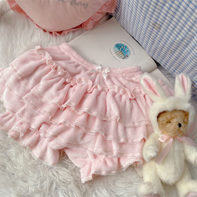 Lolita fluffy cake skirt support plush safety pants BY11171