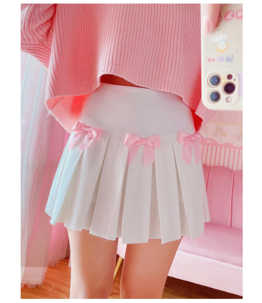 2023 New Autumn Korean version bow pleated skirt (safety pants) BY9151