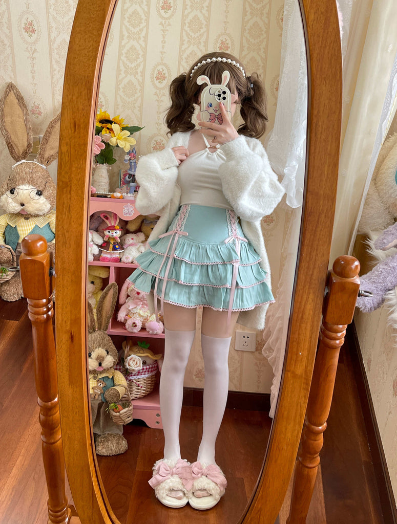 Japanese Cute High Waist Slim Puffy Skirt Cake Skirt Autumn BY9152