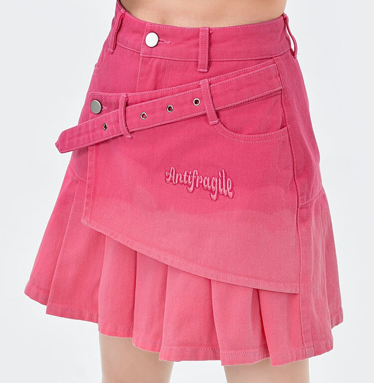 “Brave Girl” pink gradient denim skirt BY5240