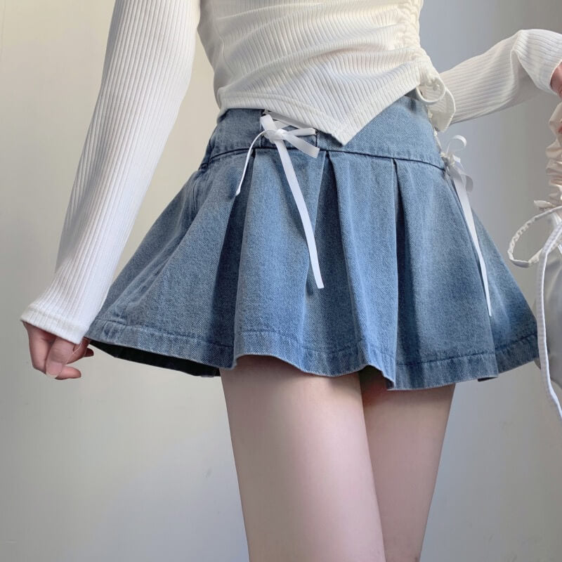 2023 Pure Desire Girls' Strap Short Denim Skirt BY5253