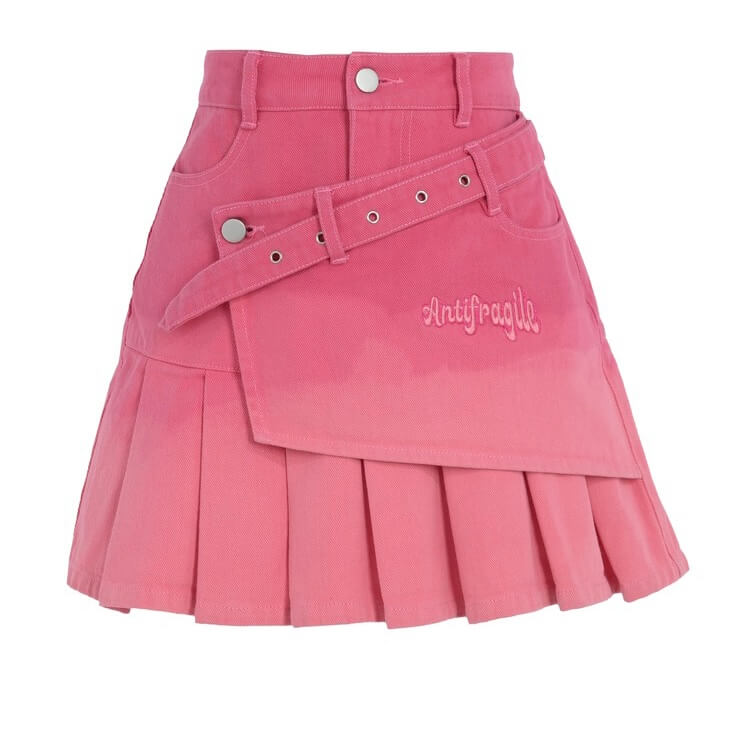 “Brave Girl” pink gradient denim skirt BY5240