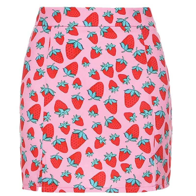 Ins cute strawberry pink skirt BY6170