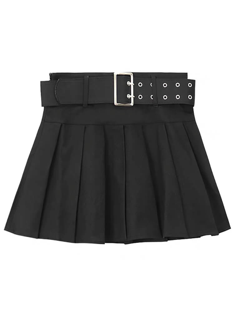 Ins high waist pleated skirt with belt BY8122
