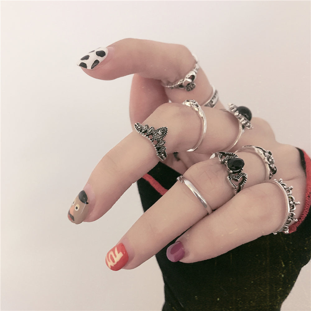 10 PIECES RETRO PUNK RINGS BY19000