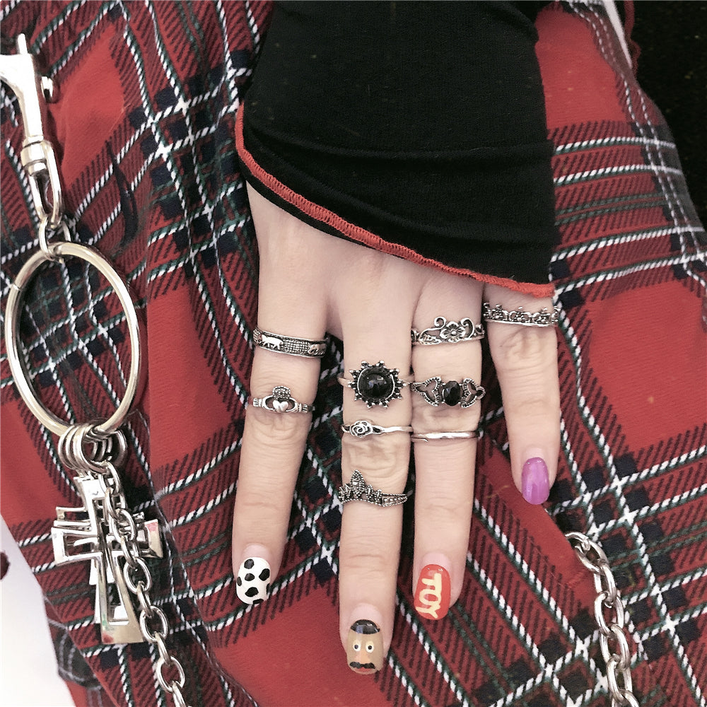 10 PIECES RETRO PUNK RINGS BY19000 | aleeby
