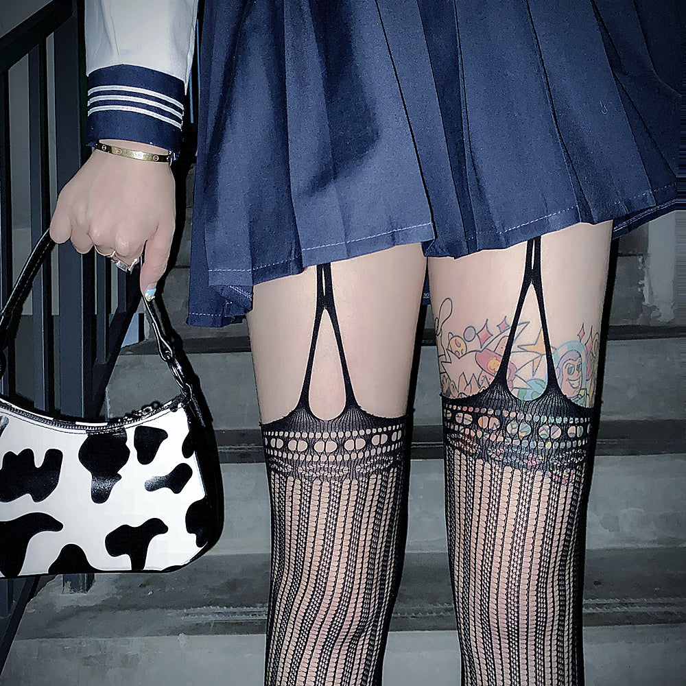 VINTAGE SEXY LACE FISHING NET KNEE SOCKS BY90035