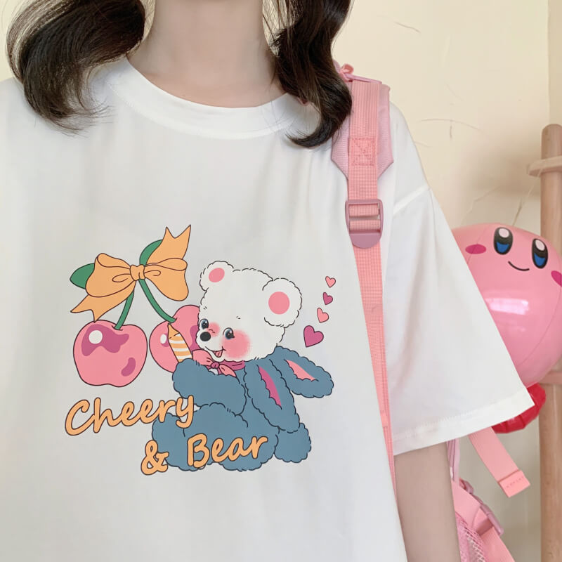 Japanese cute "cheery & bear" T-shirt BY7094