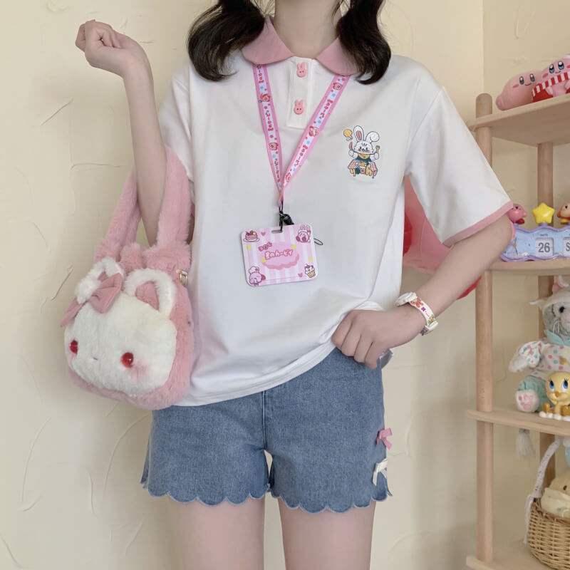 Japanese cute rabbit polo T-shirt BY7091