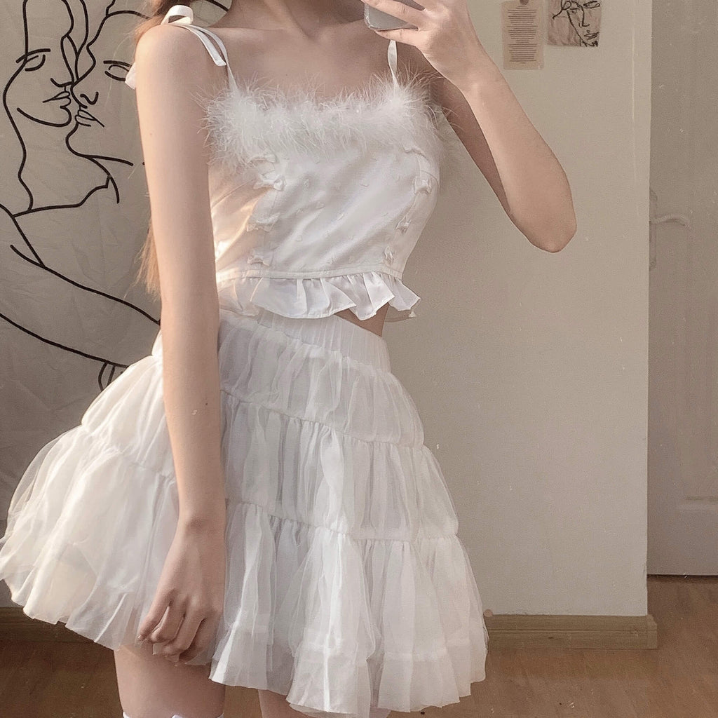 Japanese cute lace mesh princess skirt BY4086