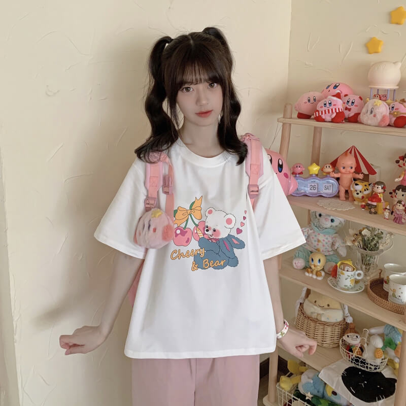 Japanese cute "cheery & bear" T-shirt BY7094