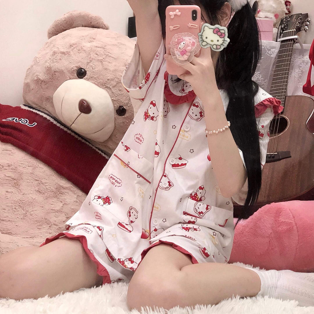 Japanese cute “hello kitty” girl pajamas short sleeve suit BY9080
