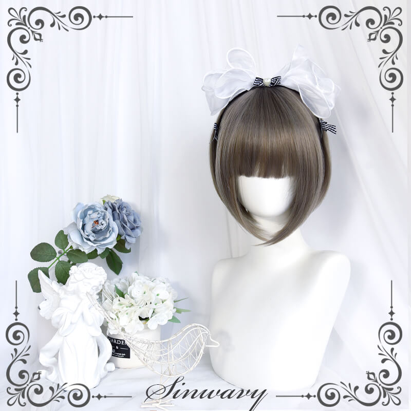 Lolita lovely linen grey detachable tiger mouth clip double horsetail wig BY5003