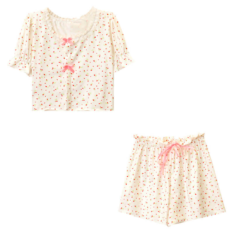 Sweet girl floral Pajama shorts two piece set BY5016