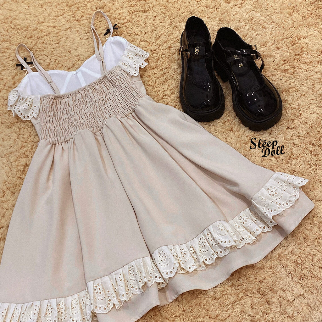Cream cake lace Vintage suspender French style dress BY4084