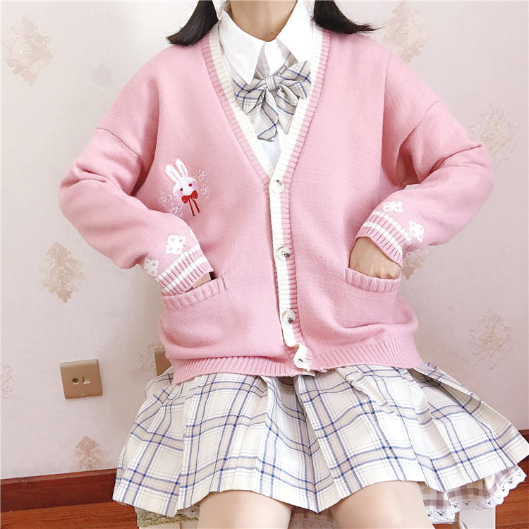 3 COLORS SWEET BUNNY EMBROIDERY SWEATER BY21114