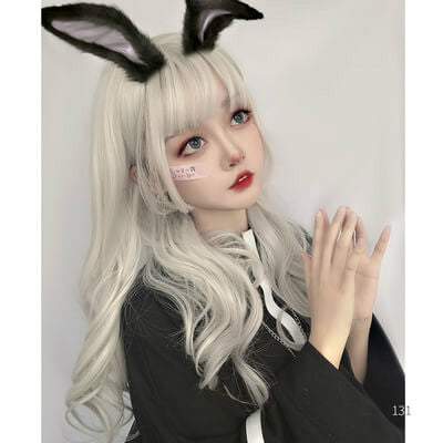 JAPANESE LOLITA GRADIENT GRAY COS LONG CURLY WIG BY61108