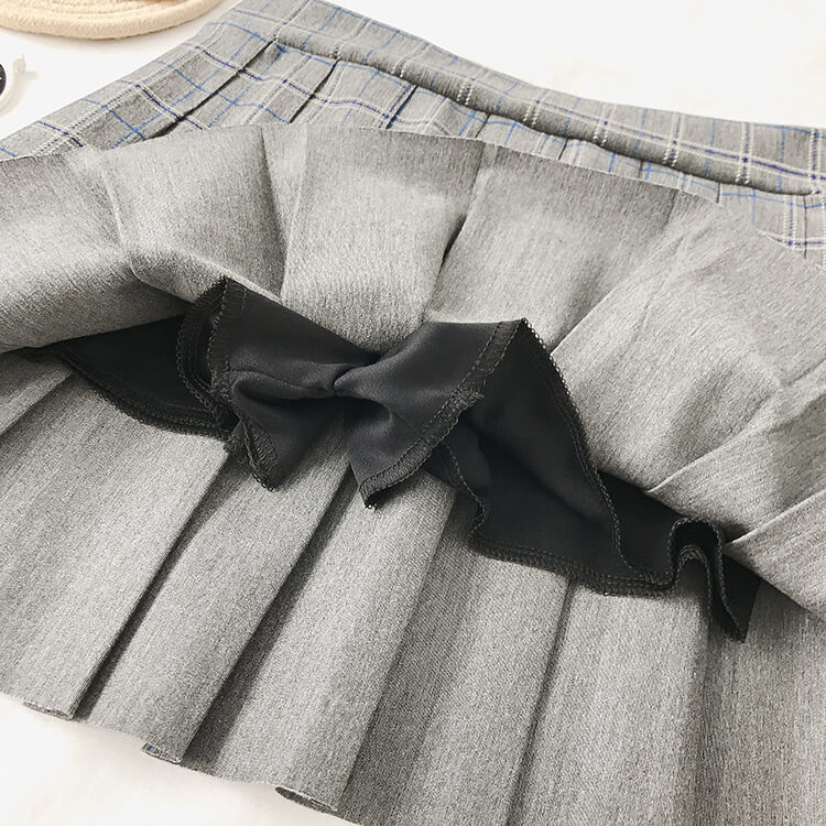 5 COLORS PLAID PLEATED SKIRT BY61144