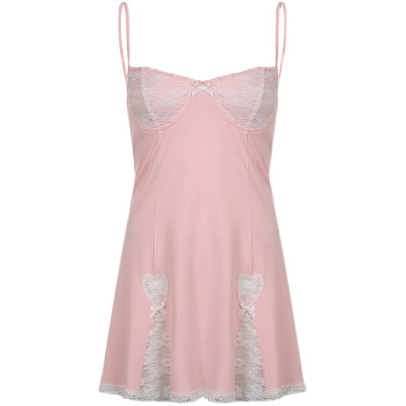 PINK lace tight dress Nightgown BY7015