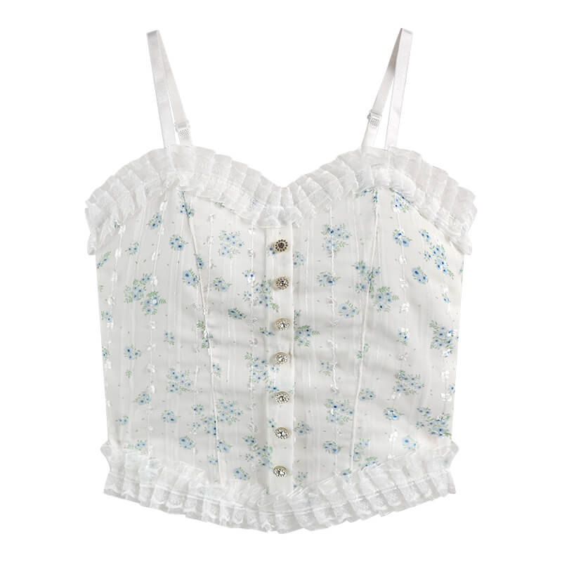 Ins Sexy Lace Floral suspender vest BY3010