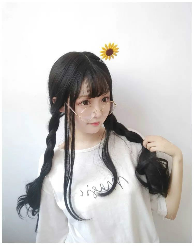 CUTE AIR BANGS ROUND FACE LONG ROLL WIG BY1199