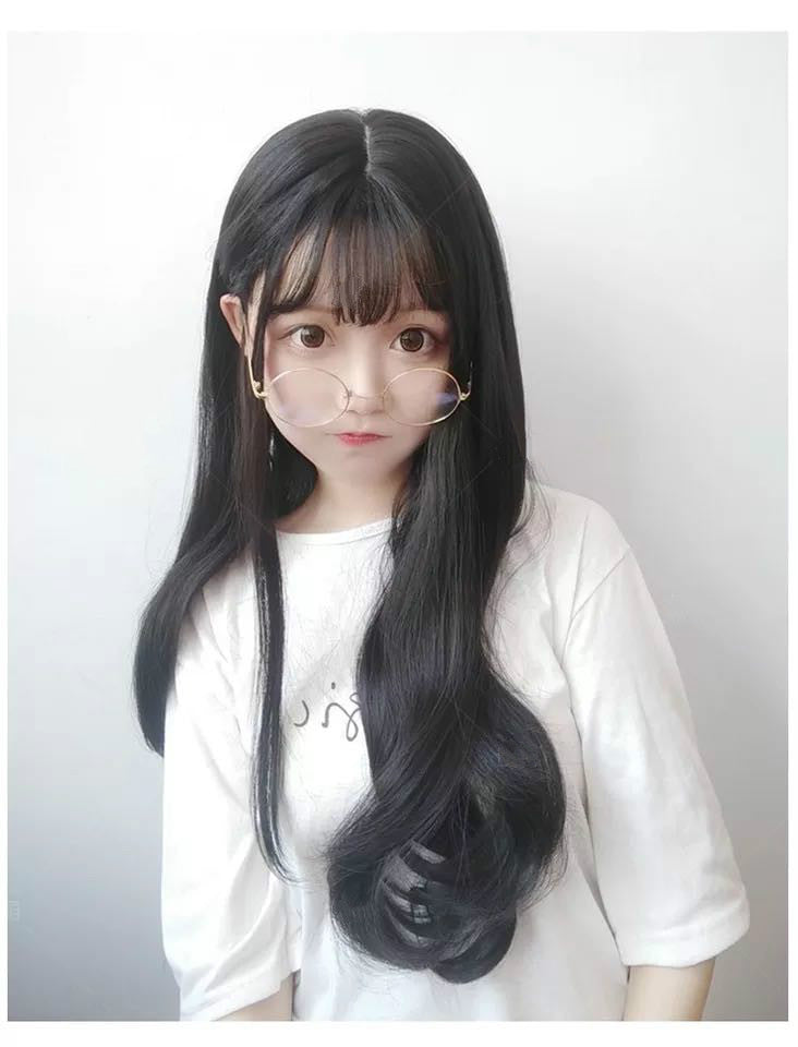 CUTE AIR BANGS ROUND FACE LONG ROLL WIG BY1199