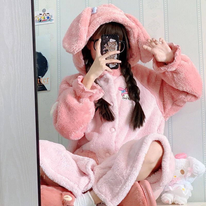 cute coral velvet melody pajamas Nightgown BY9054