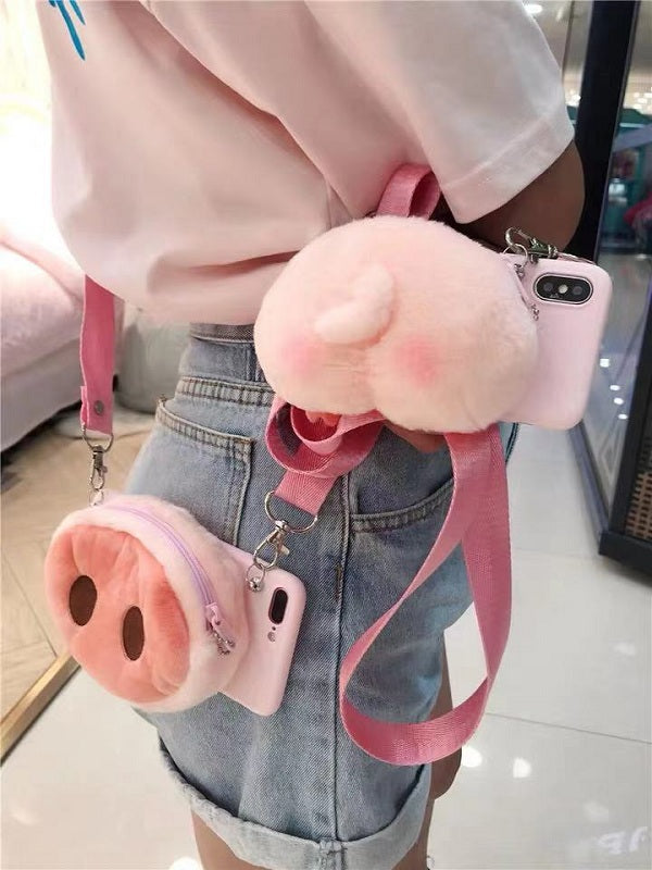 CUTE PIGGY VELVET IPHONE CASE